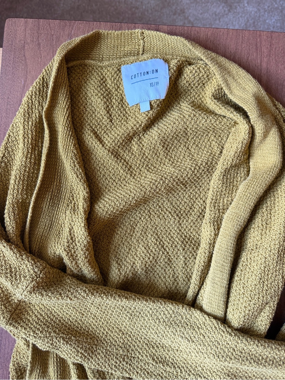 Cotton On Women's Mustard Textured Open Cardigan